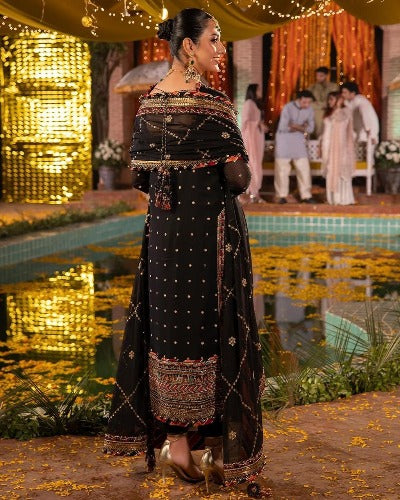 Black Designer Partywear Georgette Heavy Sequins Work Salwar Suit Set