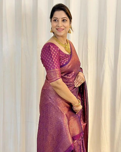 Purple Soft Silk With Jacquard Work Saree