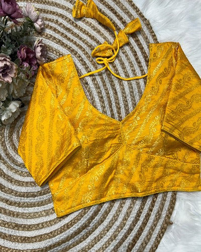 Banaras Silk Gold Weaving Stitched Readymade Blouse