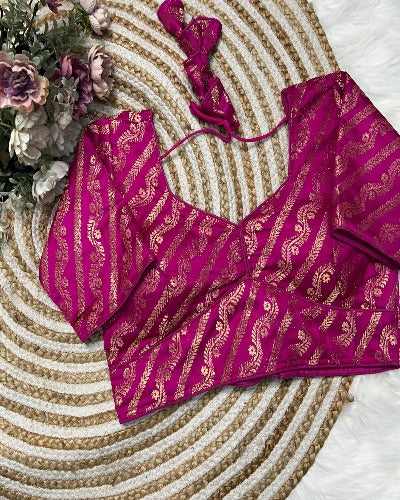 Banaras Silk Gold Weaving Stitched Readymade Blouse