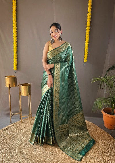 Soft Silk Copper Weaving Wedding Wear Saree