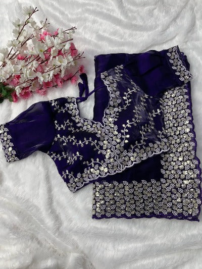 Soft Jimmy Choo Silk Saree With Readymade Stitched Blouse