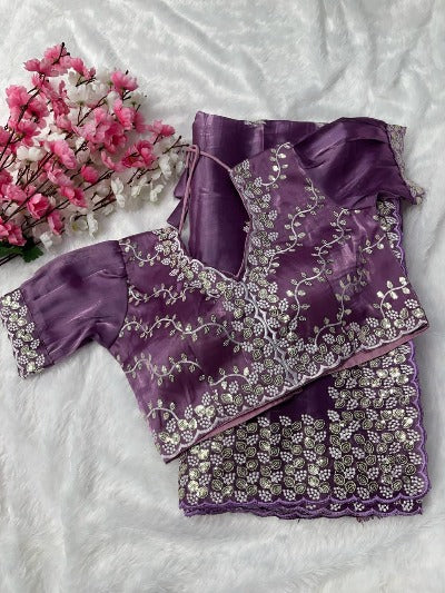 Soft Jimmy Choo Silk Saree With Readymade Stitched Blouse