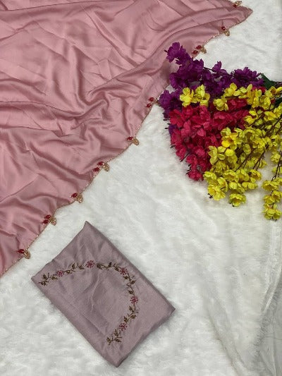 Pink Heavy Rangoli Silk Cutwork Saree