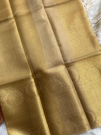 Gold Soft Kota Tissue Silk Jacquard Saree