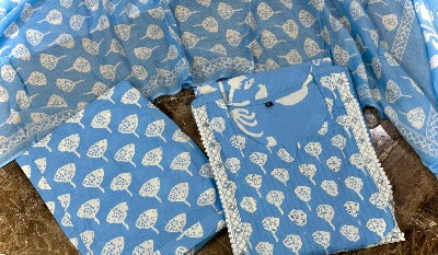 Bagru Print Floral Cotton Salwar Suit Set (Copy)