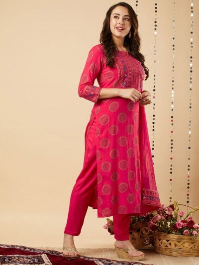 Pink Ethnic Gotta Patti Work Salwar Suit Set