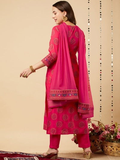 Pink Ethnic Gotta Patti Work Salwar Suit Set