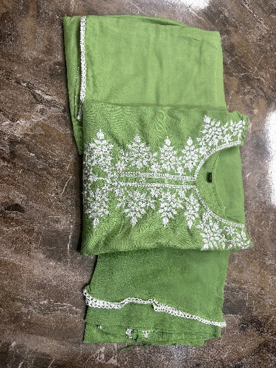 Green Chikankari Embroidered Salwar Suit Set