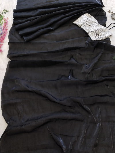 1 Min Black Jimmy Choo Silk Stitched Readymade Saree