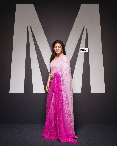 Blockbuster Bollywood Designer Sequins Work Georgette Saree