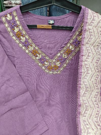 Lilac Salwar Suit With Jacquard Banarasi Silk Dupatta