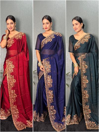 Trendy 1 Min Wedding Stitched Readymade Saree