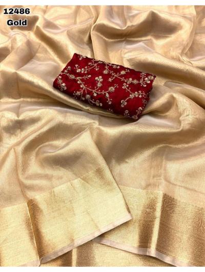 Gold Tissue Silk Zari Weaving Saree