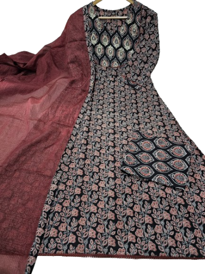 Black Kalamkari Print Premium Cotton Salwar Suit Set