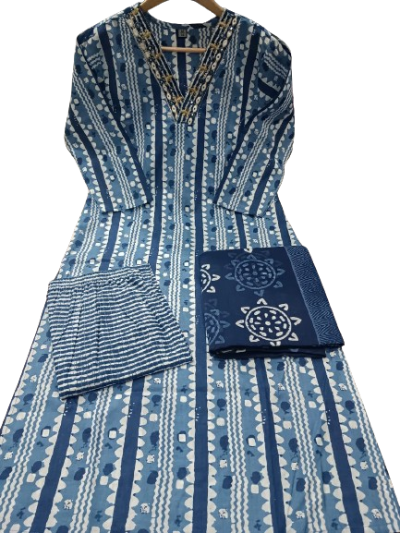 Indigo Blue Cotton Summer Special Salwar Suit Set