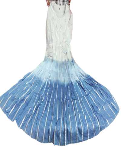Blue Cotton Mulmul Long Kurti Dress 1pc