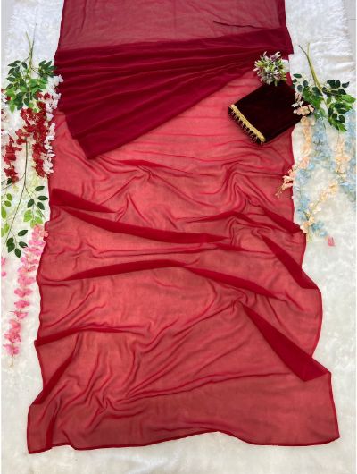 Red 1 Minute Saree Ready to Wear Dual Half Sari