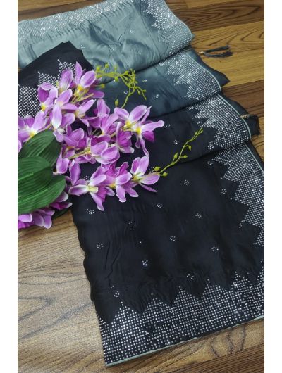 Designer Black Shaded Rangoli Padding Silk Saree