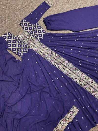 Purple Designer Anarkali Wedding Set