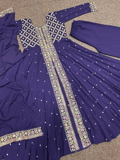 Purple Designer Anarkali Wedding Set