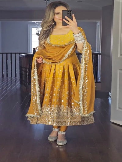 Haldi Yellow Wedding Anarkali Suit