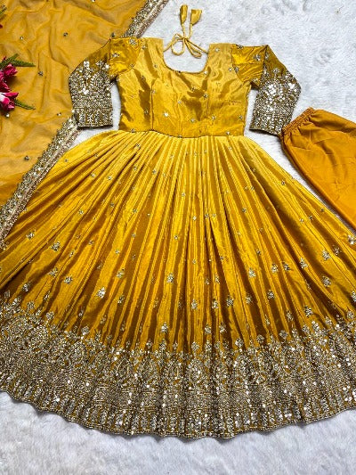 Haldi Yellow Wedding Anarkali Suit