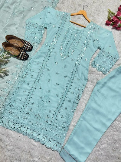Designer Organza Sequence Embroidery Suit