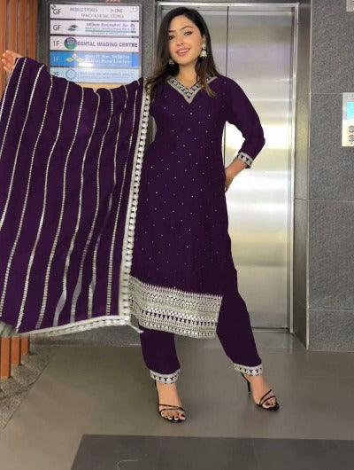 Georgette Embroidery Sequins Salwar Suit Set