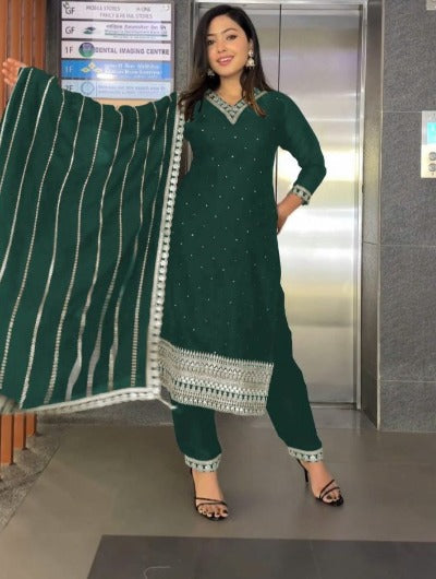 Georgette Embroidery Sequins Salwar Suit Set