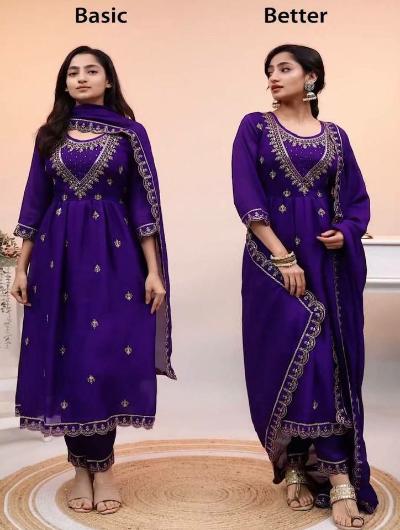 Purple Festive Heavy Embroidered Salwar Suit Set 