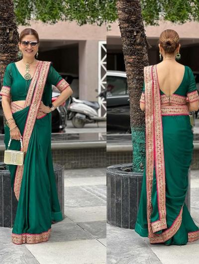 1 Min Predraped Sari with Pocket & Readymade Stitched Blouse 