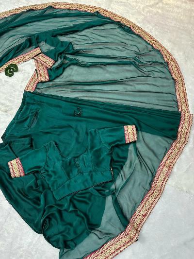 1 Min Predraped Sari with Pocket & Readymade Stitched Blouse 