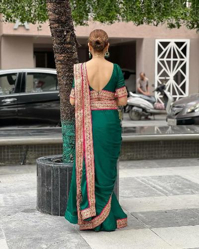 1 Min Predraped Sari with Pocket & Readymade Stitched Blouse 