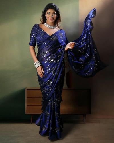 Predraped Sequence Saree Stitched Ready to wear