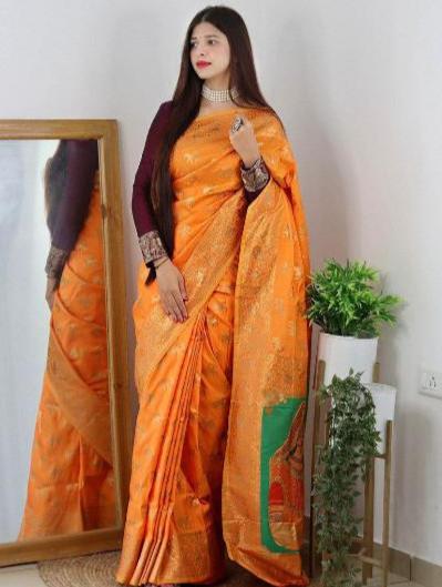 Mango Deer Print Silk Wedding Saree