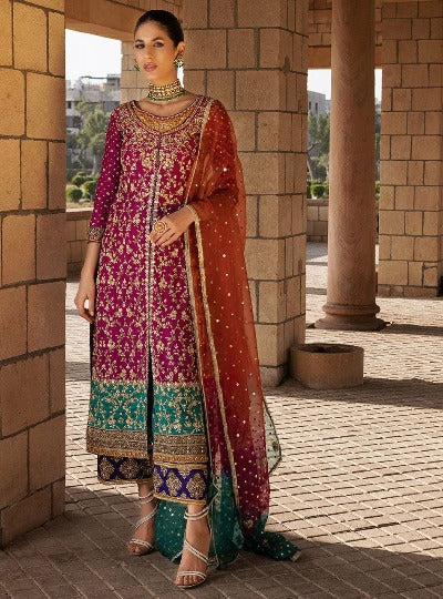 Superhit Designer Multi Colour Georgette Heavy Embroidered Straight Suit Set