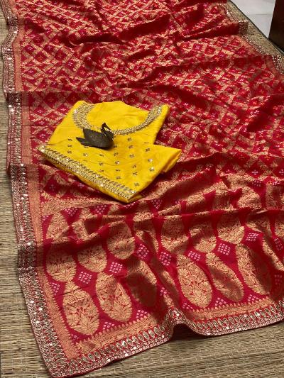 Beautiful Banarasi Silk Bandhani Saree