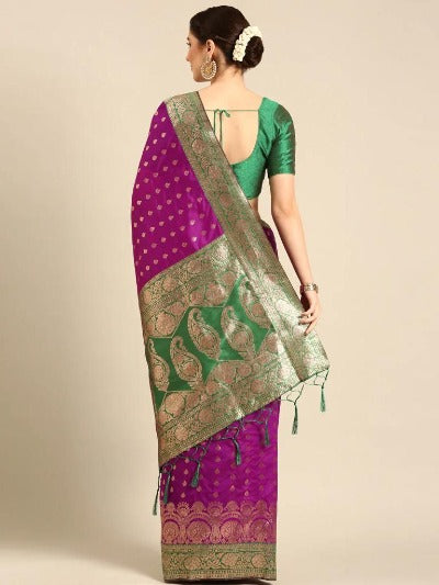 Purple & Green Traditional Banarasi Silk Saree