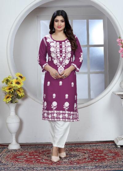 Ethnic Cotton Chikankari Kurti 1pc