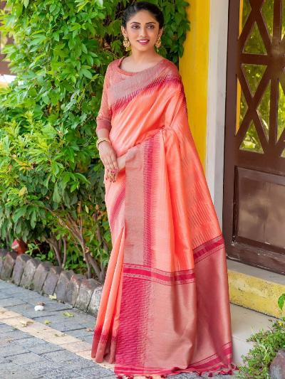 South Silk With Traditional Temple Border Saree