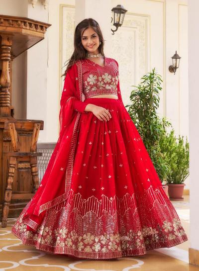 Glamorous Full Sleeves Georgette Lehenga Choli Set