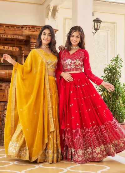 Glamorous Full Sleeves Georgette Lehenga Choli Set