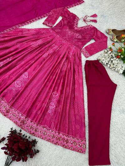 Janvi Kapoor Pink Georgette Anarkali Suit Set