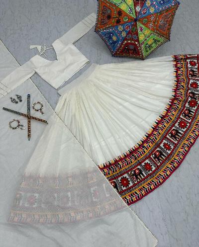 White Rajasthani Printed Lehenga Choli Set