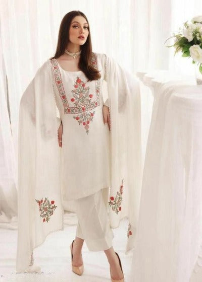 Pure White Georgette Elegant Salwar Suit Set