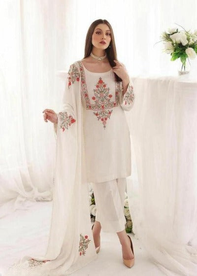Pure White Georgette Elegant Salwar Suit Set