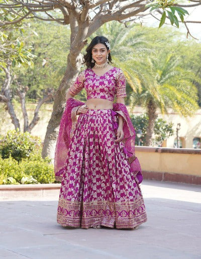 Pink Viscous Jacquard Embroidered Lehenga Choli Set Pink Viscous Jacquard Embroidered Lehenga Choli Set Pink Viscous Jacquard Embroidered Lehenga Choli Set 