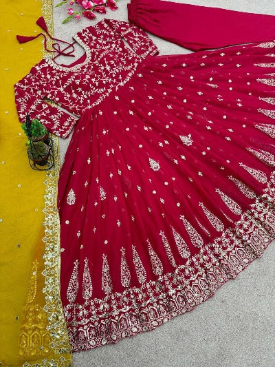 Rani Partywear Georgette Heavy Sequence Designer Anarkali Gown Set