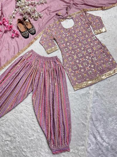 Chinon Silk Traditional Punjabi Patiyala Suit Set